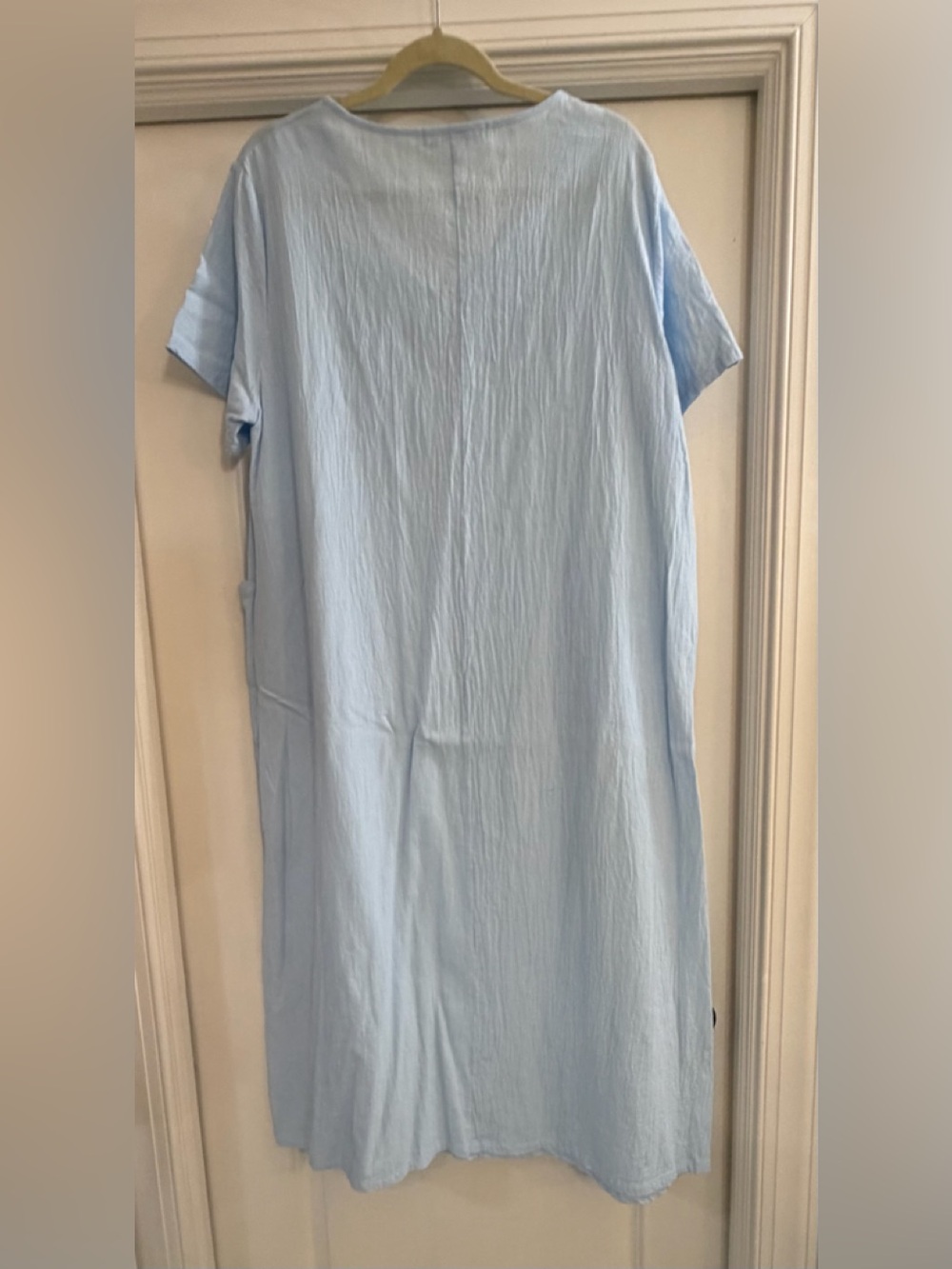 Light Blue Relaxed Short-Sleeve Midi Dress - Picture 2 of 6